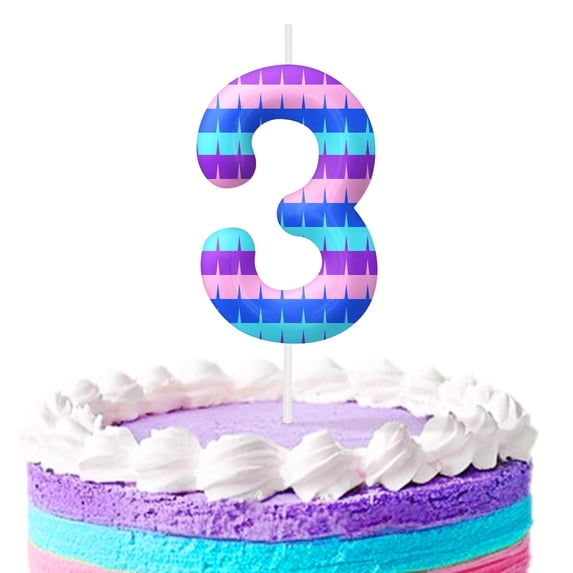 Video game number 3 candle, 3 birthday candle, game birthday number candle is suitable for number candle cake decoration for weddings, Piñata parties and birthday celebrations.