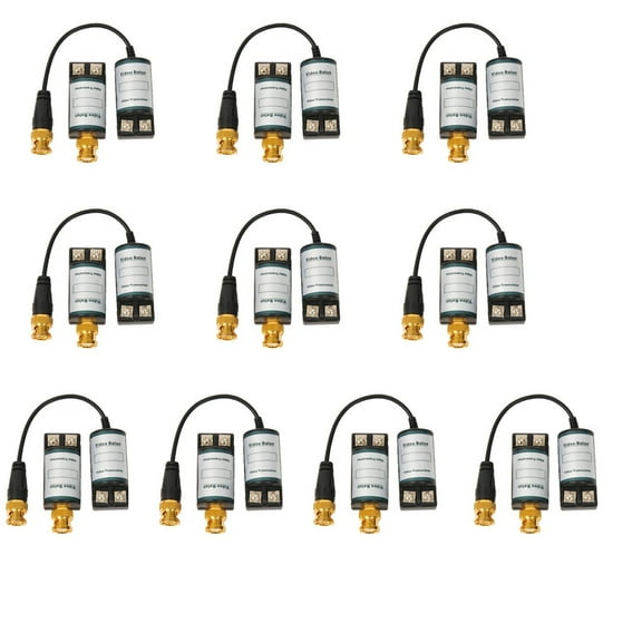 VideoSecu 10 Pairs Passive CCTV Surveillance Security Camera BNC Video Balun Transceiver Coax Cat5 Connection M47