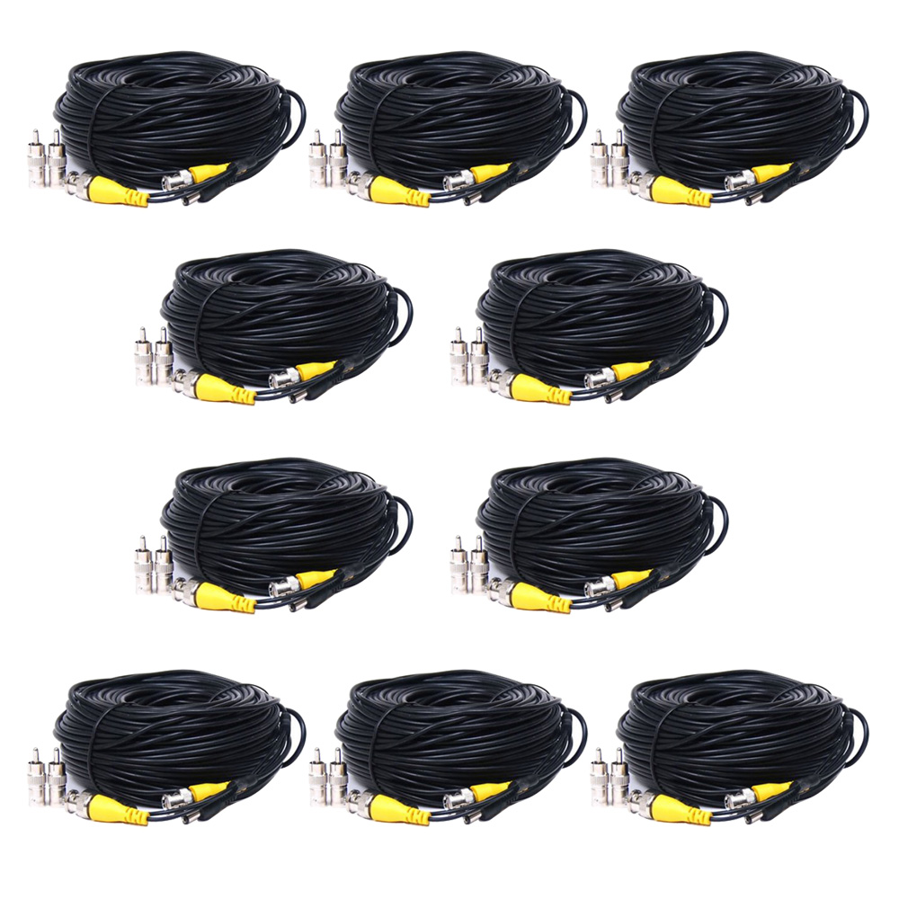 VideoSecu 10x 50 Feet Video Power Extension Cable Wire Cord for CCTV Security Camera with Free BNC RCA Connectors b8s - image 1 of 4