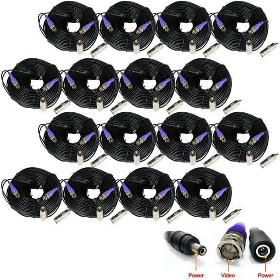 VideoSecu 16x 150ft Pre-made Connector All-in-One Extension Cable CCTV Surveillance Camera 960P/720P TVI CVI and AHD B9L