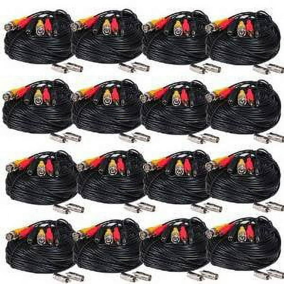 VideoSecu 16x 50ft Audio Video Power Extension Cable Wire Cord with Free RCA BNC Adapters for Security Camera System b28