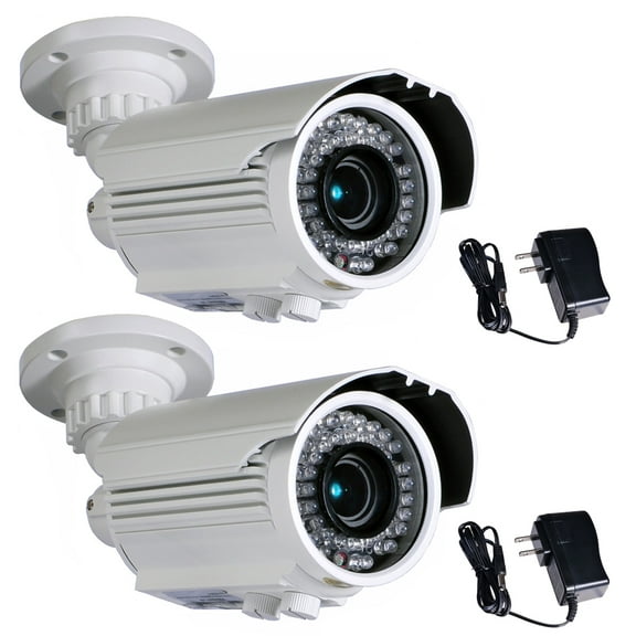 VideoSecu 2 IR Day Night Vision Security Camera Built-in 1/3 inch Sony CCD Effio 700TVL Varifocal 42 LEDs 4-9mm Varifocal with 2 Power Supply BTX