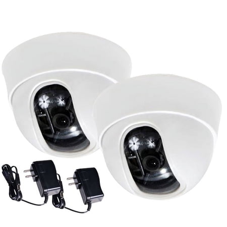 VideoSecu 2 Pack Dome Security Camera Built-in 1/3" Sony Effio CCD 600TVL High Resolution 3.6mm Wide Angle View with 2 Power Supply b1m
