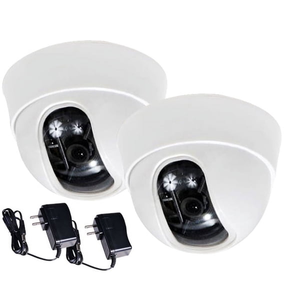 VideoSecu 2 Pack Dome Security Camera Built-in 1/3" Sony Effio CCD 600TVL High Resolution 3.6mm Wide Angle View with 2 Power Supply b1m
