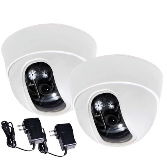 VideoSecu 2 Pack Dome Security Camera Built-in 1/3 inch Sony Effio CCD 600TVL High Resolution Wide Angle with 2 Power Supply b1m