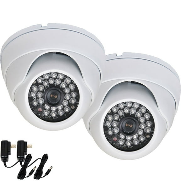 VideoSecu 2 Pack Weatherproof Built-in 1/3 inch Sony Effio CCD 700TVL Security Camera 3.6mm Wide Angle IR Day Night with Powers b6s