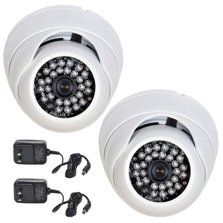 VideoSecu 2 Pack Weatherproof Outdoor Built-in 1/3" Sony Effio CCD 700TVL Security Camera 3.6mm Wide Angle IR Day Night with Powers b6s