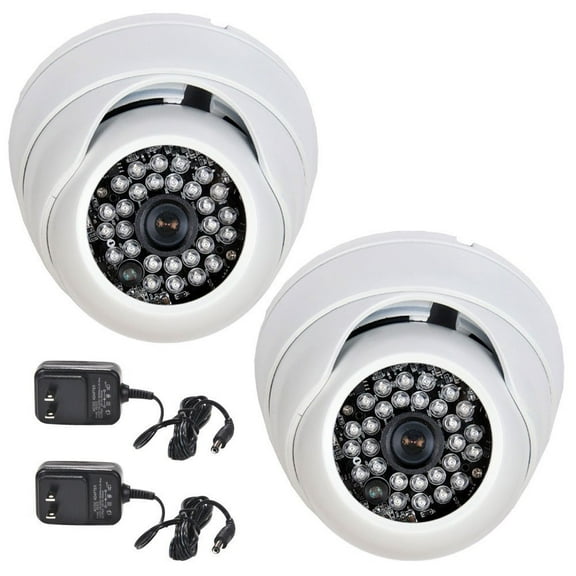 VideoSecu 2 Pack Weatherproof Outdoor Built-in 1/3" Sony Effio CCD 700TVL Security Camera 3.6mm Wide Angle IR Day Night with Powers b6s