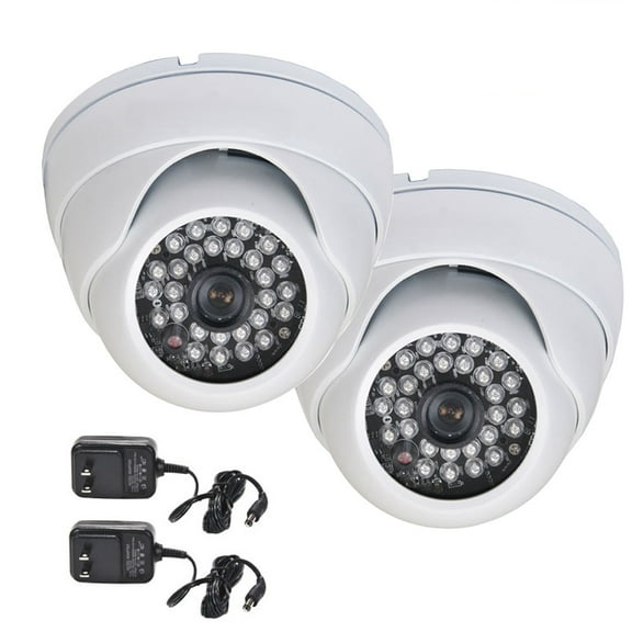 VideoSecu 2 Pack Weatherproof Outdoor Security Camera 600TVL IR Day Night Built-in 1/3" Sony Effio CCD Wide Angle Lens with 2 Power Supply BVY