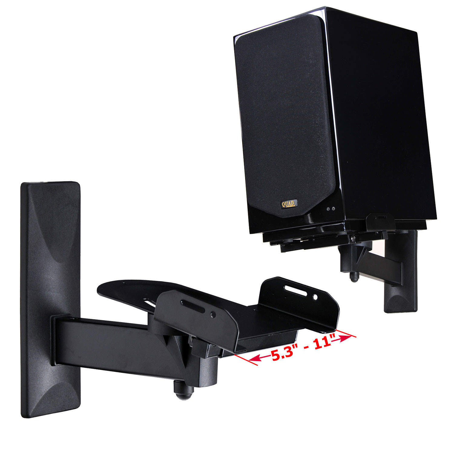 VideoSecu 2 Packs Heavy Duty Tilt Speaker Wall Mount for Large Surround Sound Bookshelf Speaker Side Clamp Bracket BGS - image 1 of 4