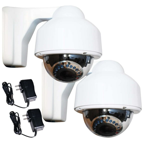VideoSecu 2 Packs Security Cameras Outdoor IR Day Night Varifocal Zoom Bulit-in Sony Effio CCD 700TVL with 2 Power Supply bor