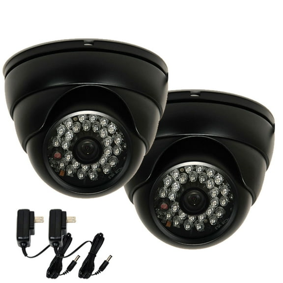 VideoSecu 2 Security Camera IR Day Night Built-in 1/3 inch SONY Effio CCD Wide Angle 28 Infrared LEDs 700TVL with 2 Power Supply bgd