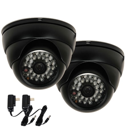 VideoSecu 2 Vandal Proof IR Day Night Built-in 1/3 inch Sony CCD Security Camera 480TVL 3.6mm Wide Angle with 2 Power Supply byr