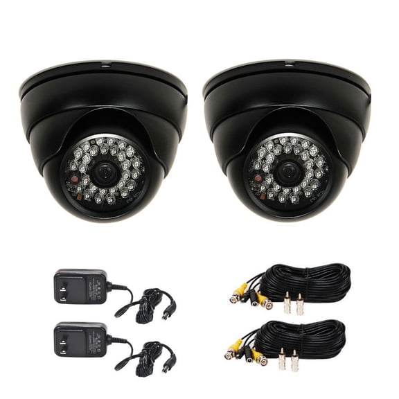 VideoSecu 2x Built-in 1/3" SONY Effio CCD IR Day Night Outdoor Security Camera 600TVL Wide Angle w/ Cables & Powers BVL