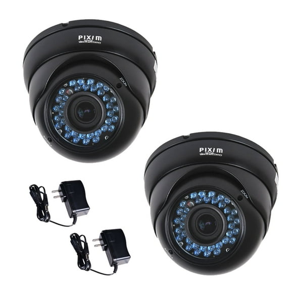 VideoSecu 2x Outdoor 690TVL 1/3 inch Pixim IR Night Vision DPS Wide Dynamic Range Varifocal 4-9mm Lens Security Camera with 2 Power BO2