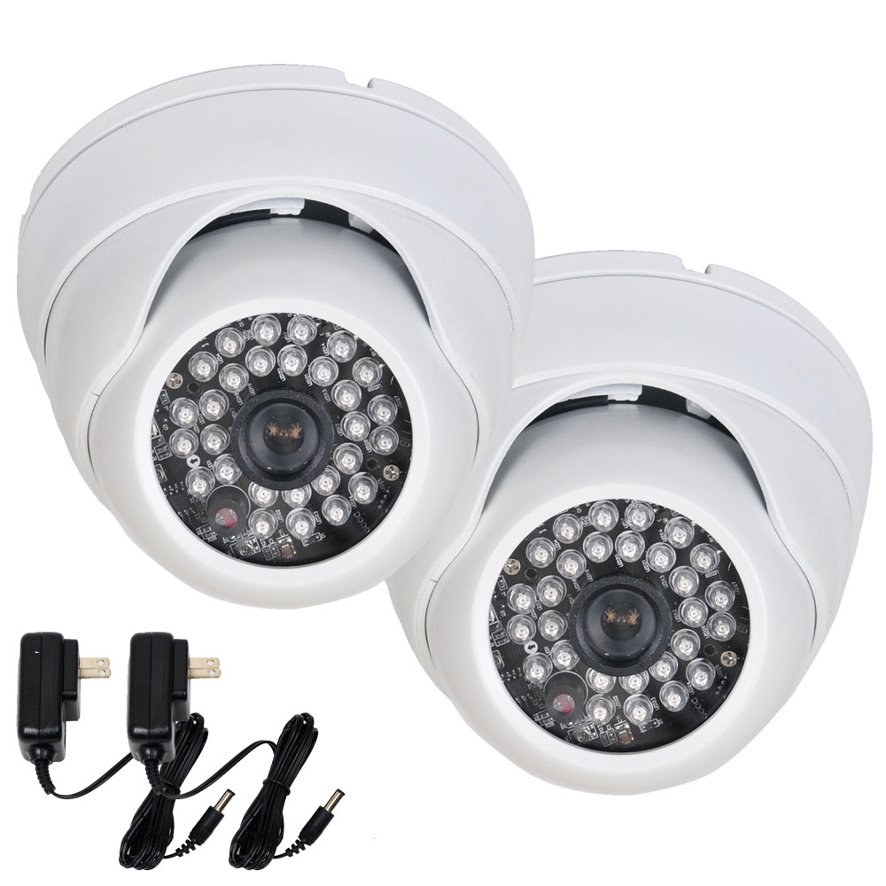VideoSecu 2x Outdoor Security Camera 600TVL IR Day Night Built-in 1/3 inch Sony Effio CCD Wide Angle with 2 Power Supply BVY
