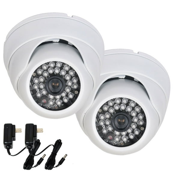 VideoSecu 2x Outdoor Security Camera 600TVL IR Day Night Built-in 1/3 inch Sony Effio CCD Wide Angle with 2 Power Supply BVY