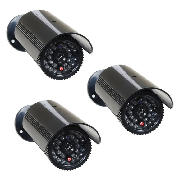 VideoSecu 3 Pack Fake Dummy IR LED Light Bullet Security Camera with Blinking Flashing Light Imitation Simulated c4w