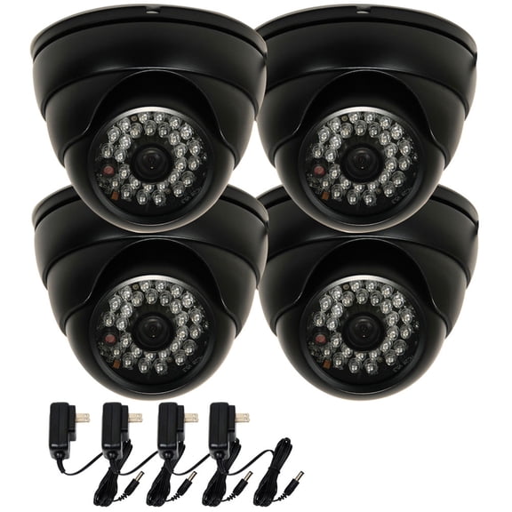 VideoSecu 4 Outdoor Built-in 1/3 inch SONY Effio CCD Security Camera Day Night Vision 600TVL Wide Angle with 4 Power Supply BE0