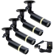 VideoSecu 4 Pack Bullet Weatherproof Outdoor Security Camera Built-in Sony CCD Wide Angle Lens 480TVL with 4CH Power bc7