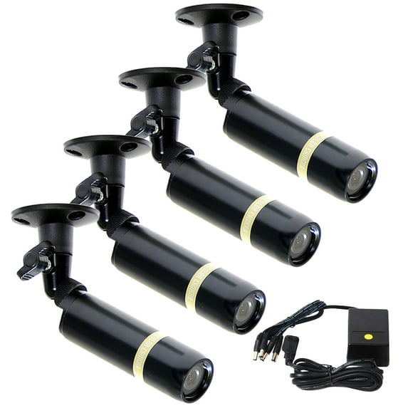 VideoSecu 4 Pack Bullet Weatherproof Outdoor Security Camera Built-in Sony CCD Wide Angle Lens 480TVL with 4CH Power bc7