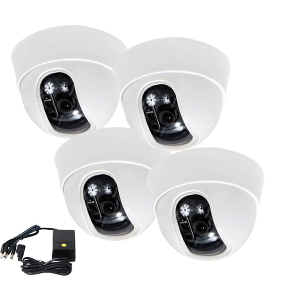 VideoSecu 4 Pack Dome Security Camera Built-in 1/3 inch Sony Effio CCD 600 TVL High Resolution Wide Angle Lens with 4CH Power Supply b1n