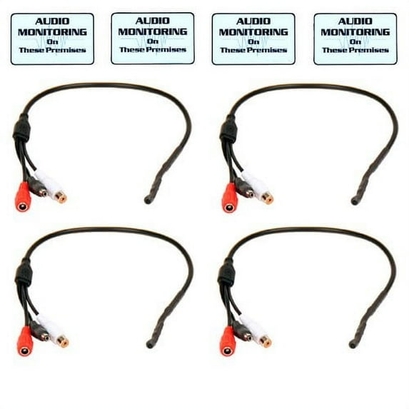 VideoSecu 4 Pack Tiny Spy Preamp Audio Monitoring Recording Pre-amp Microphone Pickup Device for CCTV Surveillance BIC