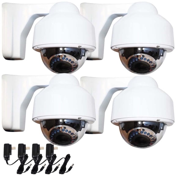 VideoSecu 4 Pack Weatherproof Outdoor Indoor IR Day Night Vision Security Camera 700TVL Built-in Sony Effio CCD with 4 Power Supply bos
