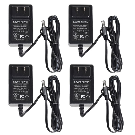 VideoSecu 4x 12V DC 2A Security Camera Power Adapter 100V-240V AC Regulated Power UL Listed Certified 2.1mm, 5.5mm B0S