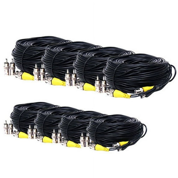 VideoSecu 4x 50ft and 4x 150ft Video Power Cable Security Camera Wire CCTV DVR Cord with Free BNC RCA Adapters b5q