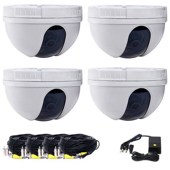 VideoSecu 4x Dome Security Camera Color CCD Wide Angle 420TVL Home Video Surveillance with 1x 4CH Power and 4x Cable b4j