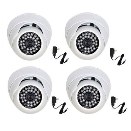 VideoSecu 4x IR Day Night Outdoor Security Camera Built-in 1/3" Sony Effio CCD 700TVL Vandal Proof 3.6mm Wide Angle with 4 Power Supply bav