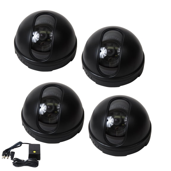 VideoSecu 4x Security Camera Dome Built-in SONY CCD Wide Angle Home Surveillance with 4CH Power and Warning Sticker b4p