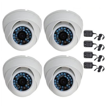 VideoSecu 4x Vandal-proof Infrared Night Vision Surveillance Security Cameras 1/3" CCD Wide Angle 480TVL w/ 4 Power b4c