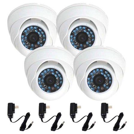VideoSecu 4x Weatherproof Outdoor Infrared Night Vision Surveillance Security Cameras 1/3 inch CCD Wide Angle 480TVL with 4 Power Supply b4c