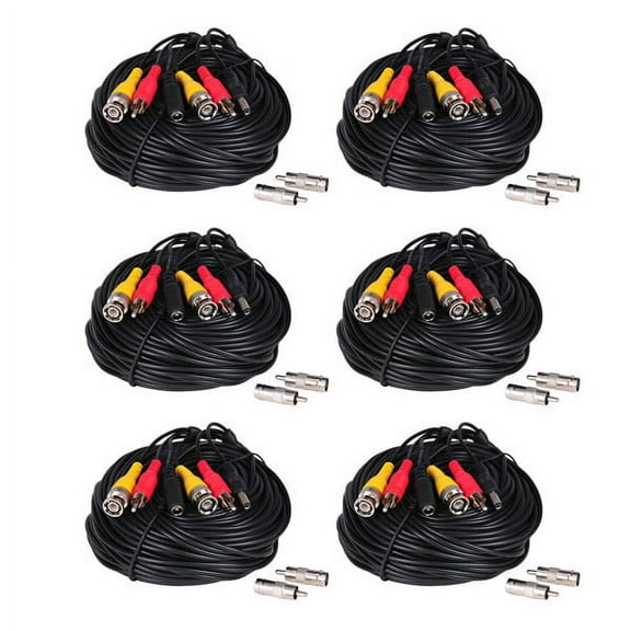 VideoSecu 6x 50ft BNC RCA Cables CCTV Video Audio Power Wires for Security Cameras DVR with Free BNC RCA Connectors b5s