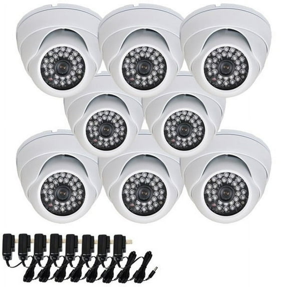 VideoSecu 8 IR Night Outdoor Security Camera Built-in 1/3" Sony Effio CCD 700TVL Vandal Proof 3.6mm Wide Angle Lens with 8 Power Supply AK8