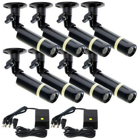 VideoSecu 8 Pack Weatherproof Built-in Sony CCD Wide View Angle Lens 480TVL Security Camera with 2x 4CH Power Supply bzd