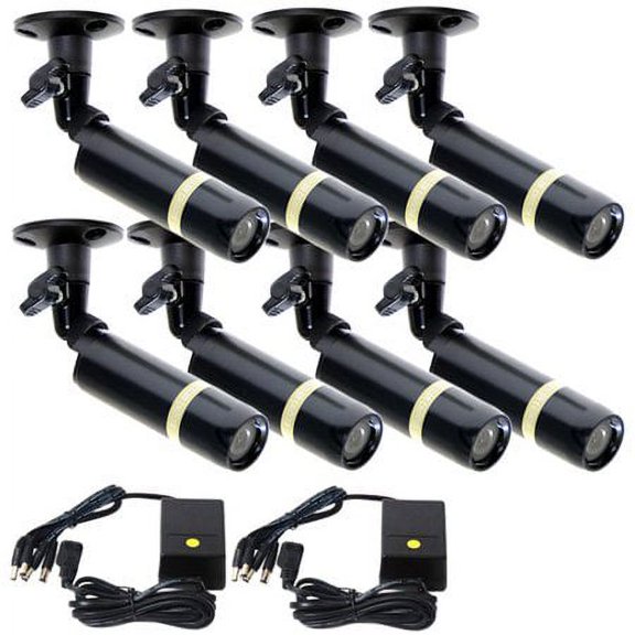 VideoSecu 8 Pack Weatherproof Built-in Sony CCD Wide View Angle Lens 480TVL Security Camera with 2x 4CH Power Supply bzd