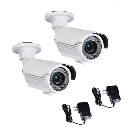 VideoSecu CCTV 2 IR Day Night Vision Security Camera Built-in 1/3" Sony CCD Effio 700TVL Varifocal 4 - 9mm 42 LEDs Infrared with 2 Power Supply BTX