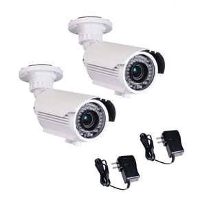 VideoSecu CCTV 2 IR Day Night Vision Security Camera Built-in 1/3" Sony CCD Effio 700TVL Varifocal 4 - 9mm 42 LEDs Infrared with 2 Power Supply BTX