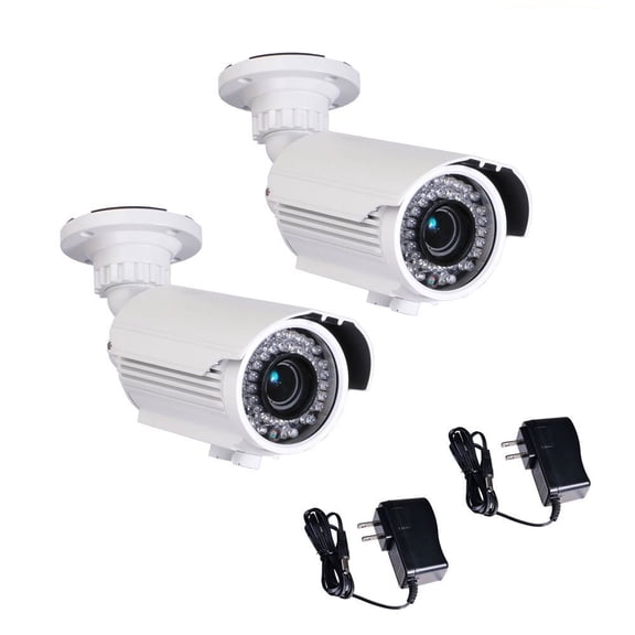 VideoSecu CCTV 2 IR Day Night Vision Security Camera Built-in 1/3" Sony CCD Effio 700TVL Varifocal 4 - 9mm 42 LEDs Infrared with 2 Power Supply BTX