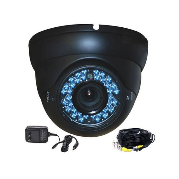 VideoSecu CCTV Surveillance Indoor Outdoor Weatherproof Infrared IR Day Night Vision Security Camera 36 LEDs 4-9mm Varifocal Lens CCD with Power Supply and Cable 1O9