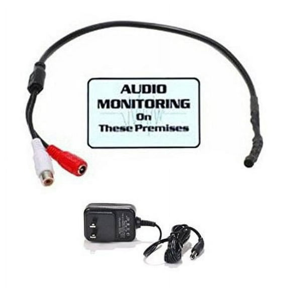 VideoSecu High Sensitive Tiny Spy Preamp Audio Recording Pre-amp Microphone for CCTV Surveillance with Power Supply CJM