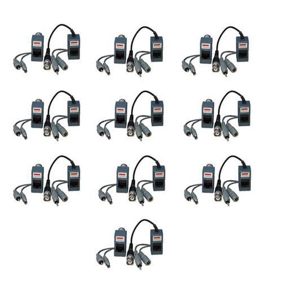 VideoSecu Ten Pair Audio Video Power Balun Network Transceiver for CCTV Security Camera BPP