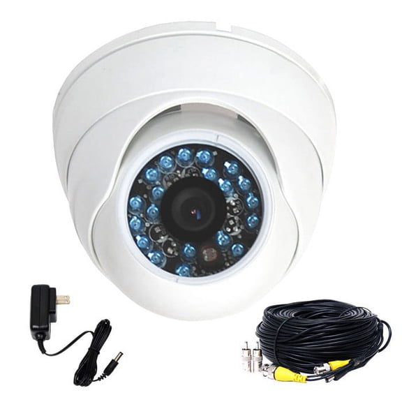 VideoSecu Vandal-proof Infrared Day Night Vision IR Security Camera 1/3 inch CCD 3.6mm Wide Angle View with Power Supply and Cable BDB