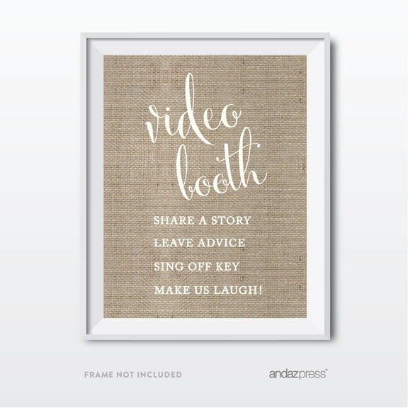 Koyal Wholesale Burlap Videobooth Share A Story Wedding Party Sign 8.5x11 Rustic Decor