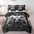thumbnail image 1 of Videogames Reversible 7Pcs Comforter Set Twin Size,Geometric Honeycomb Gameapd Fitted Flat Sheet Modern Gamer Bedding Set Room Decor Teens Black Gaming 2 Throw Pillow,2 Pillowcases, 1 of 5