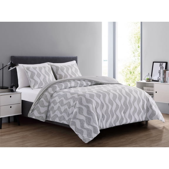 Videri Home Geometric Printed Bed-in-a-Bag Comforter Set, All Season Lightweight Bedding with Soft Microfiber Fill, Machine Washable (Pulse, King)