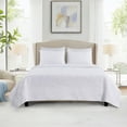 thumbnail image 1 of Videri Home Leaf Pattern Lightweight All Season Quilt Set, Ultra Soft Brushed Microfiber Bedspread, Machine Washable(White, Full/Queen), 1 of 5